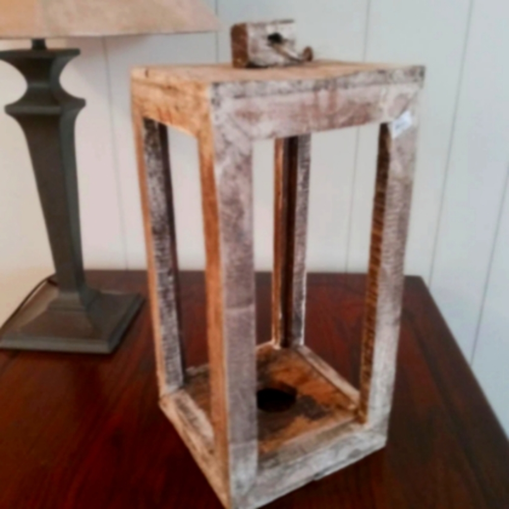 Rustic Wood Lantern Candle Holder